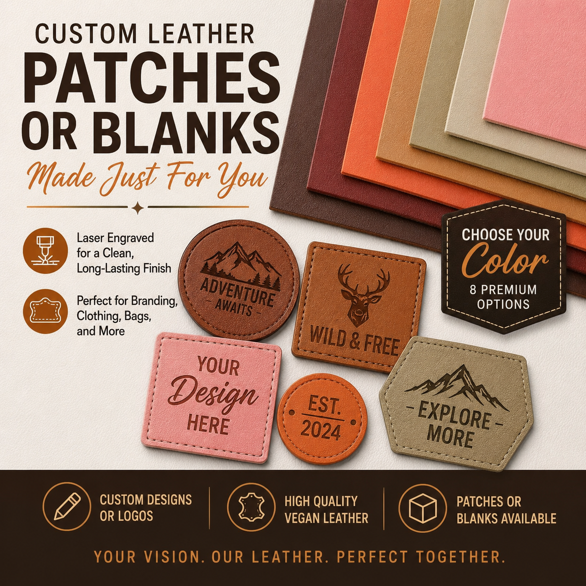 Custom Leather Patches & Leather Blanks – Laser Engraving Ready