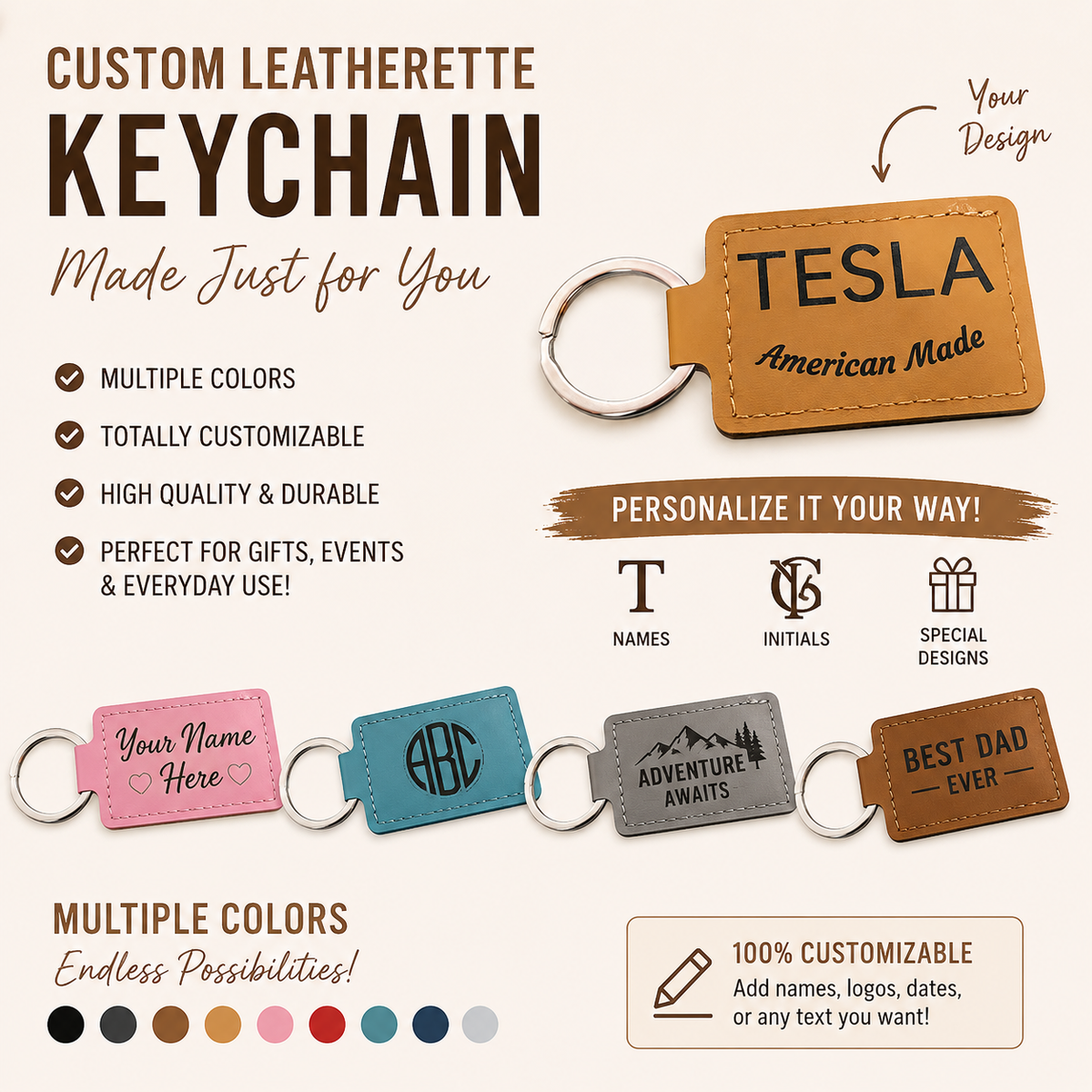 Personalized Keychain – Custom Name or Initial Keychain